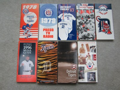 (Lot of 9) Detroit Tiger media guides (1 Cleve. Indian guide)  SEE BELOW