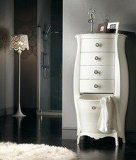 CASSETTIERA CON RIBALTA LEGNO MASSELLOBOMBATA COLORE BIANCO