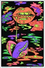 Drippy Lips by Audrey Herbertson Blacklight Poster - Flocked - 23" x 35"