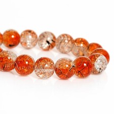 Orange Wholesale 10mm Round Crackle Glass Beads G8105 - 20, 50 Or 100PCs