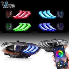 VLAND LED RGB Headlights For 2018-2022 Ford Mustang Projector Color Controllable