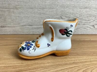Vintage Stiefel Schuh Ornament weiß und gelb mit Landhausblumen 