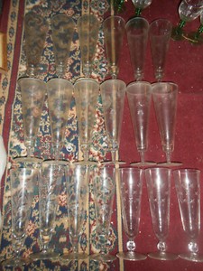 50s 60 Tall Pilsner Beer Glasses Full Set Sonsco Berries Stars Flowers Comets NR