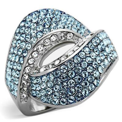 Damen Cocktail Ring Blautopas Kristall Silber Edelstahl kein Anlaufen 303