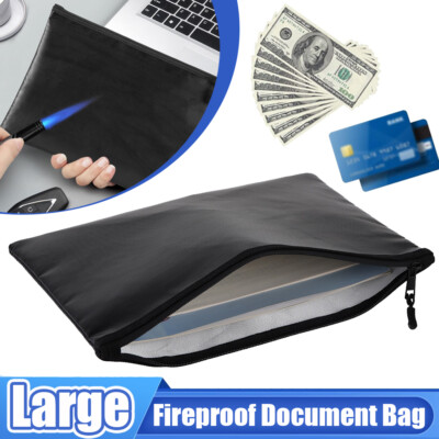 2000  Upgrade Fire Proof money Bag Fireproof Document Pouch Waterproof Safe Cash