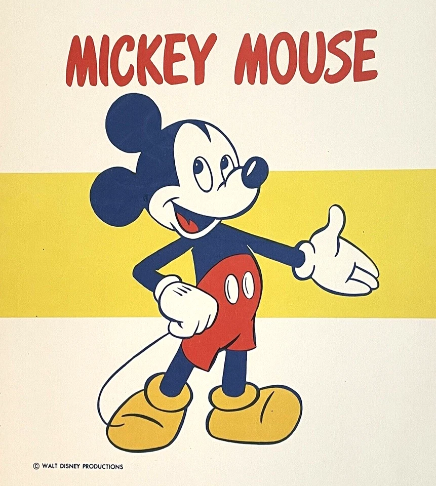 Impresión litográfica vintage de Mickey Mouse Walt Disney Productions 14" X 10" Foto 3 de 4