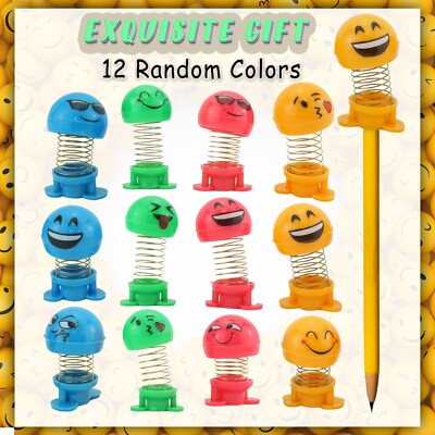12x Kichern Emoji Frühling Bleistift Topper lustig Wackeln Party Tasche Füller Kinder Geschenk