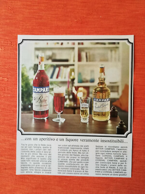 ORIGINAL PAPER ADVERTISING BITTER & CORDIAL ''CAMPARI'' 1966