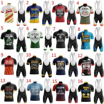 Men's Funny Cycling Clothing Set Padded Cycling Bib Shorts and Jersey Suit - Image 1 of 3