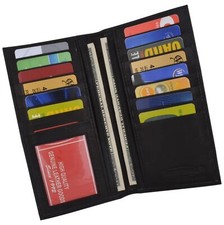 Men Bifold Leather Credit Card Holder Breast Pocket Wallet Slim Purse Checkbook