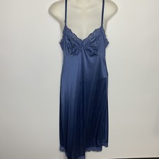 Vasserette Slip Womens 34 L Blue Antron III Nylon Lace Grunge Sexy Retro Glamour