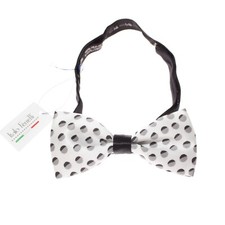 Italo Ferretti NWT Bow Tie Adjustable Size in White with Gray/Black Circles