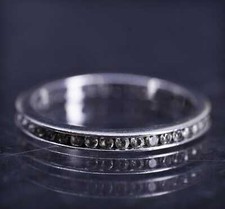 Size 7.25, vintage sterling silver 925 stackable band ring with cluster cz