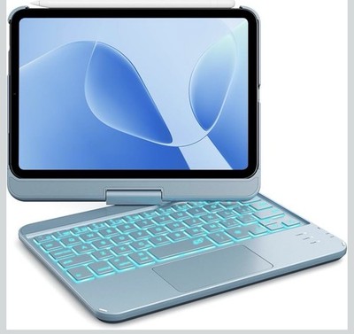GreenLaw Keyboard Case iPad Mini 7/6 8.3  Touchpad Backlit 360 Rotate Blue