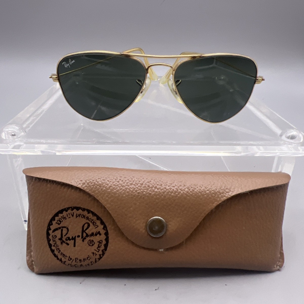Vintage 1980s Ray Ban Bausch Lomb RB3044 Aviator L0207 Gold