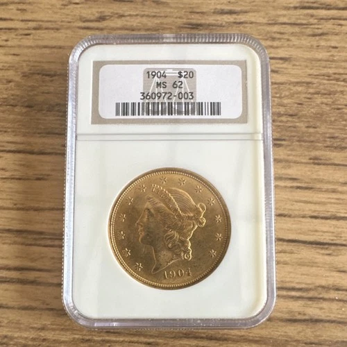 1904 $20 Liberty Head Double Eagle Gold Coin MS62 ANACS Philadelphia