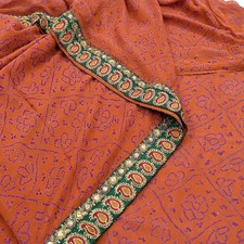 Vintage Orange Saree Pure Georgette Silk Hand Embroidered Bandhani Printed Sari