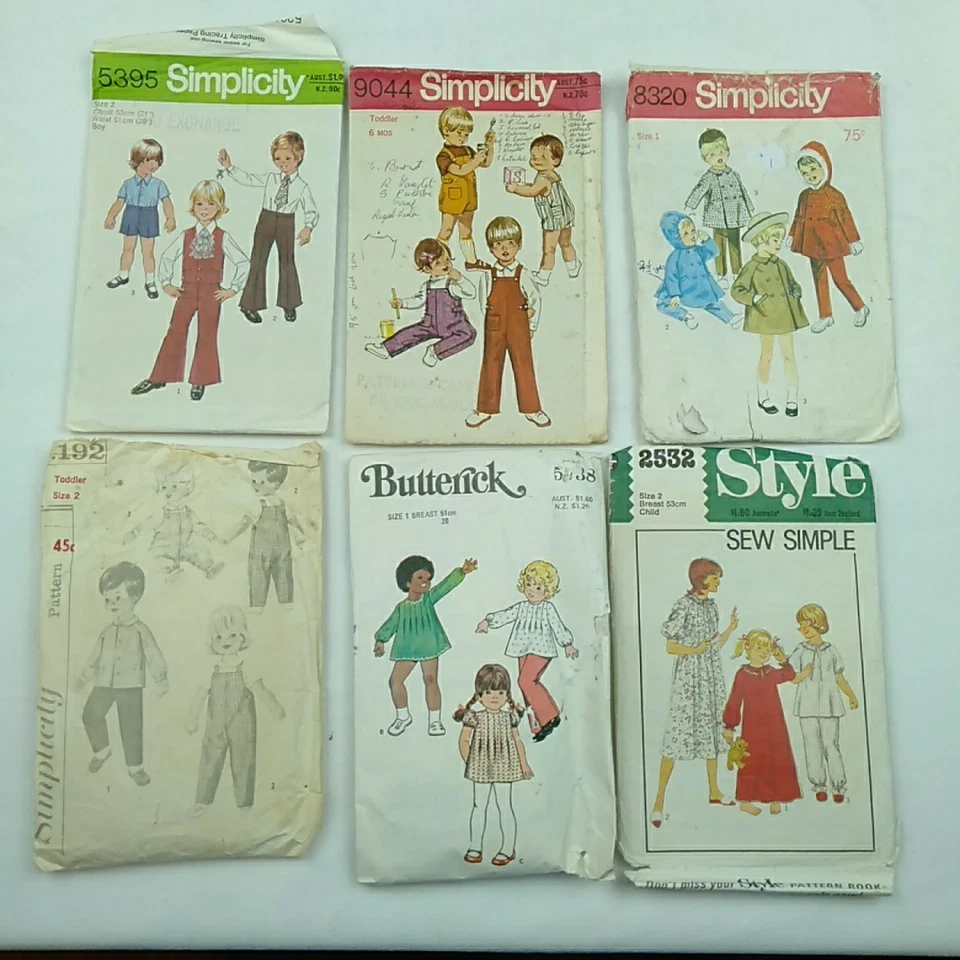 12 Sewing Patterns Bundle Vintage Baby Overalls Coat Dress Pyjamas Robe Style - image 4 of 4