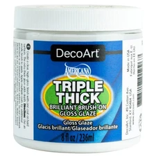DecoArt Triple Thick Gloss Glaze - Jar, 8fl oz 8 Fl Oz (Pack of 1), Clear 