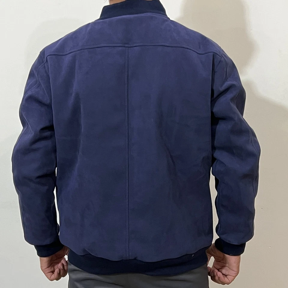 CHAQUETA DE GAMUZA SCHOTT EE. UU. DE CUERO CON CREMALLERA Azul Marino Para hombres US L / UE 52-54 Foto 2 de 4