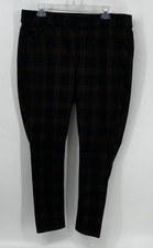 Nine West Women's Black Multi Plaid Skinny Dress Pants, Size XL