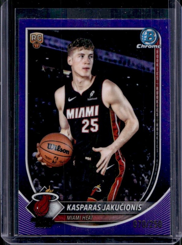2025-26 Bowman Kasparas Jakucionis Chrome RC Purple Refractor Rookie #/250 Heat