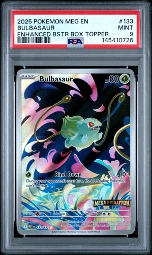 2025 POKEMON MEG EN-MEGA EVOLUTION ENHANCED BOOSTER BOX TOPPER BULBASAUR PSA 9