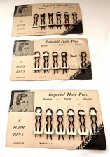 Vintage Imperial Celluloid Hair Pins 0n Original Cards 17 Pins New Old Stock