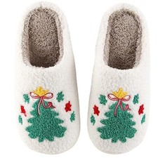 Christmas Slippers For Women Men Indoor Soft Warm 5-6 Women/4.5-5 Men F-tree