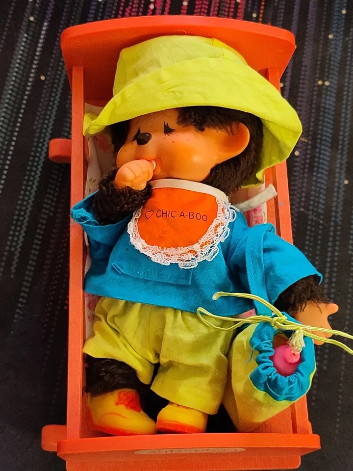 Vintage 1970 Sekiguchi Monchhichi Chicaboo Monkey Sucking Thumb Baby Doll Japan - Image 3 of 4