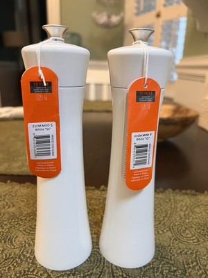 LE CREUSET 8'' 21CM White Modern SALT & PEPPER MILL Set (2 piece) NEW!