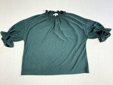 Madewell Clip Dot Ruffle Top Sz Medium Smoky Spruce Green Boho