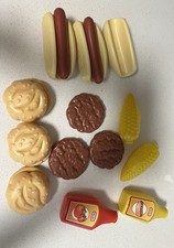 Little Tikes Vintage Plasy Food Ketchup Mustard Hot Dogs Hamburgers Buns Corn