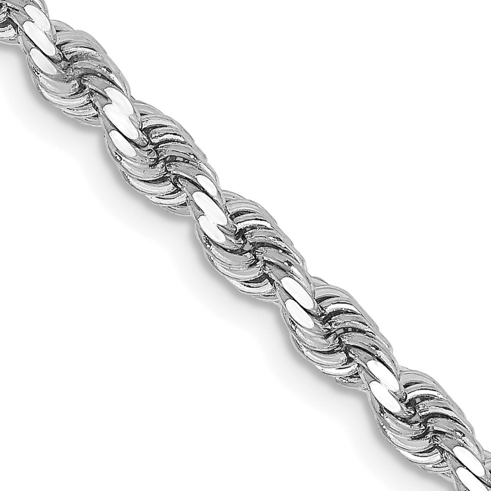 10k White Gold 3.25mm Diamond-cut Rope Chain Necklace 22