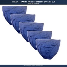 Vanity Fair Effortless Lace Hi-Cut Brief Panty 5 Pack Womens Blue 13275