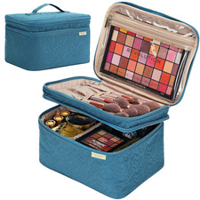 Large Double Layer Travel Makeup Bag Women, Cosmetic Case, Organizer for Travel-