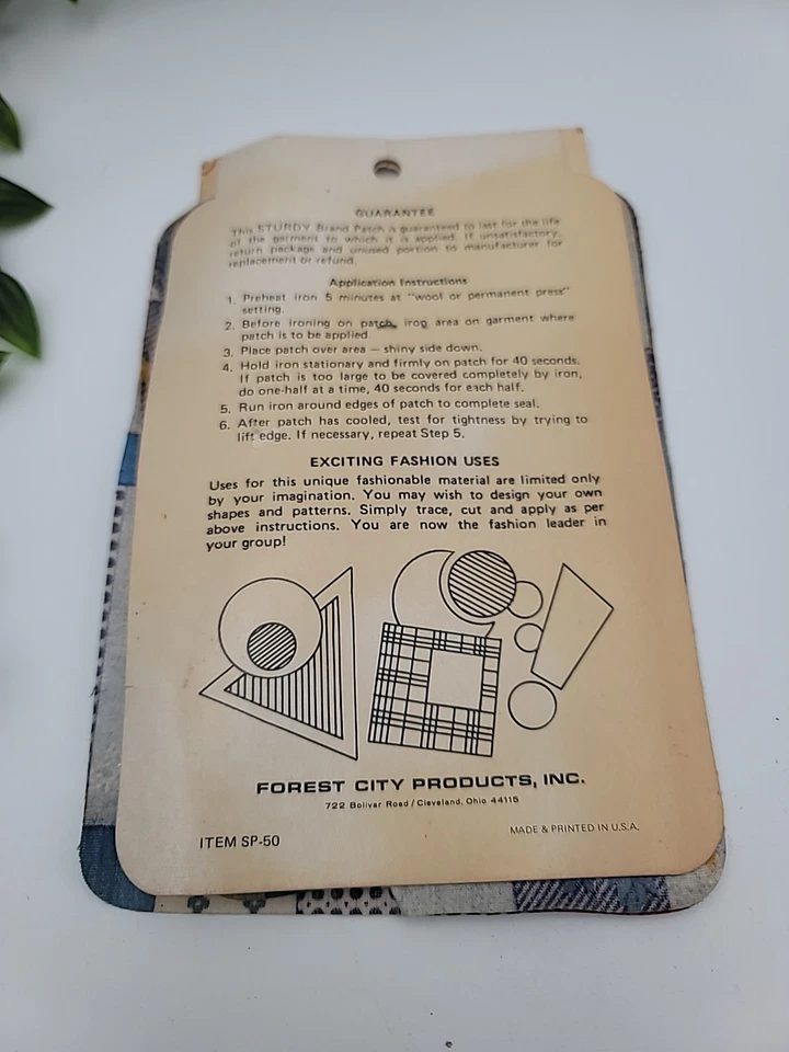 Vintage Big Dude Iron-On Patches 5x7" Floral Denim Patchwork Sturdy Brand 1970's - Image 3 of 3