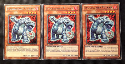 Yu-Gi-Oh! 3x Evol Dinosaur Volcano, PHSW-EN019, Rare, 1st Edition, German, NM/EX/GD