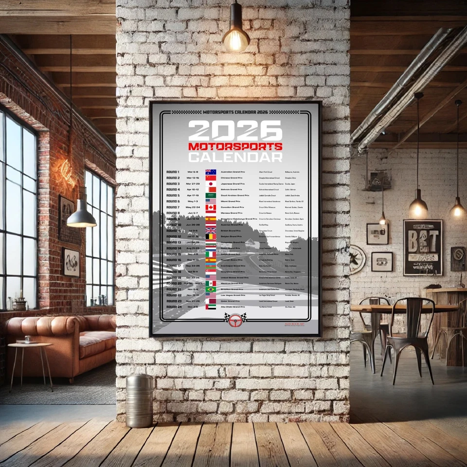 2026 Motorsports Calendar Poster Full F1 Race Schedule Formula Racing Best Gift - Image 3 of 4