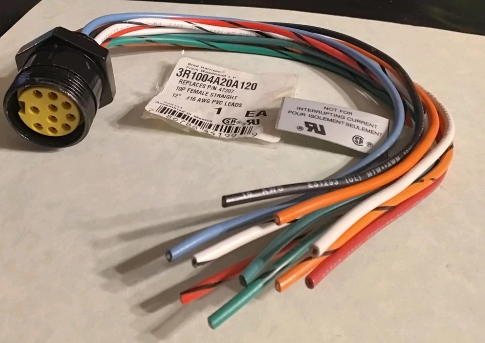 CABLE ASSEMBLY 12" PIGTAIL  16 AWG CIRCULAR 10 POSITION FEMALE MINI-CHANGE -NEW - Image 2 of 4