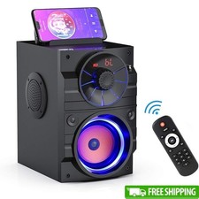 Bluetooth Speaker Subwoofer LED Lights Remote Control Rechargeable Battery Audio