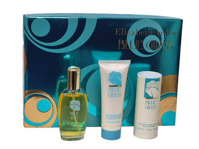 BLUE GRASS BY ELIZABETH ARDEN WOMEN SET 1.7 EDP SPRAY 2.5 oz B/L 1.76 oz POWDER