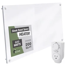 Convection Wall Heater with Thermostat - 600W Electric Wall Mounted Space Hea...