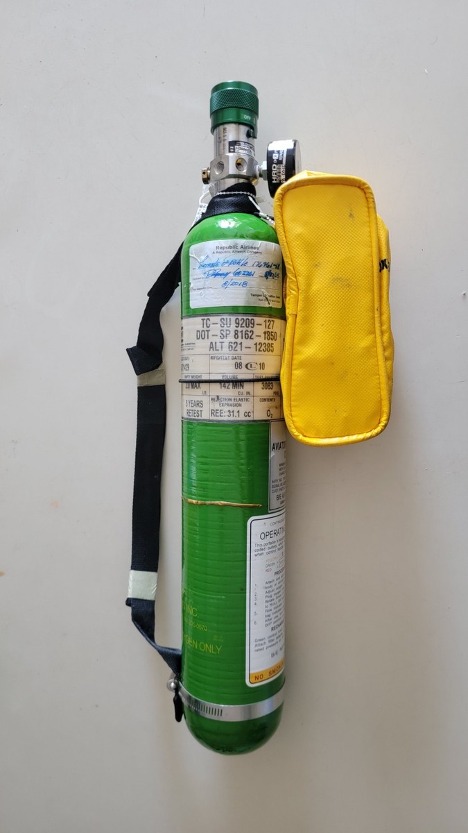 B/E AEROSPACE Aviators Breathing Oxygen Bottle w/2 Mask (1850 PSI