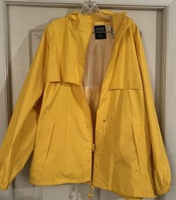 Lands' End Unisex Waterproof Hooded Rain Jacket Yellow Size Large 42-44