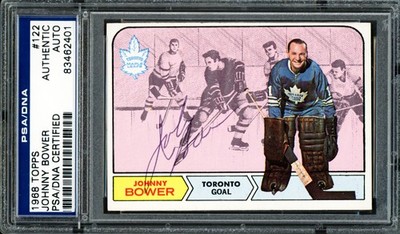 Johnny Bower Signed 1968 Topps Card 122 Toronto Maple Leafs PSA/DNA #83462401