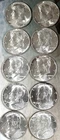 1964 Kennedy Half Dollars 10 Each - 90% Silver- About Uncirculated - Some Toning