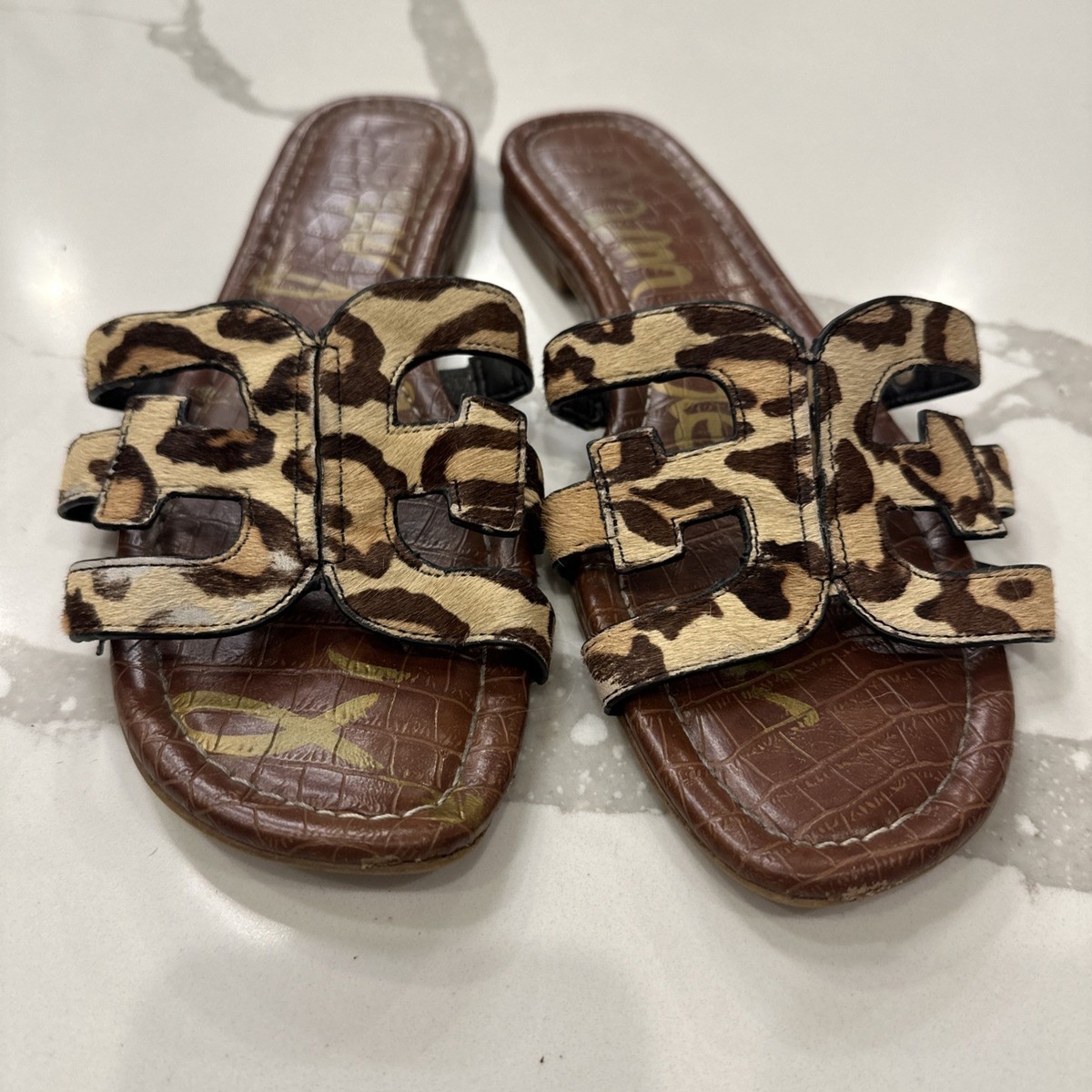 Sam Edelman Bay Slide Sandal Leather cheetah Size 9.5 Resort