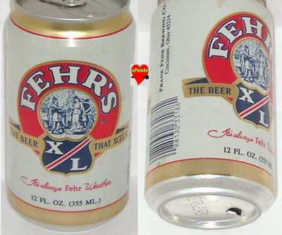 RETRO FEHR'S X/L BEER CAN CINCINNATI OHIO ALWAYS FRANK FEHR WEATHER EXCEL 1990's