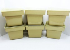 Lot of 6 Continental Carlisle 0334 SpaceMaker Crock 2.7 Qt Square w/ Lid Ivory